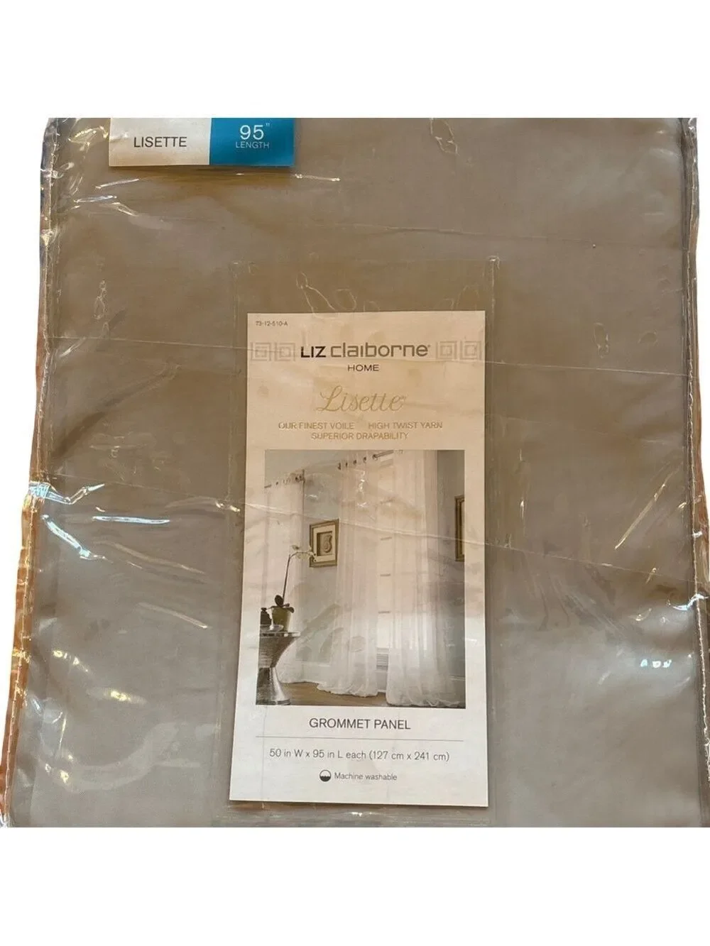 Liz Claiborne Grey Sheer Curtain Panel 50x95